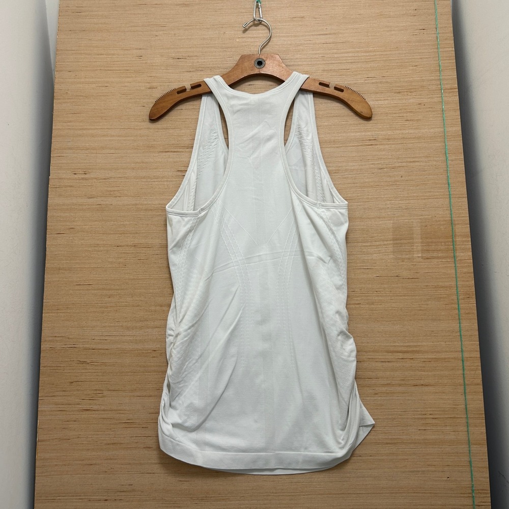 Athleta Speedlight Tank White Ruched Seamless Racerback Running Top Large - Picture 4 of 7